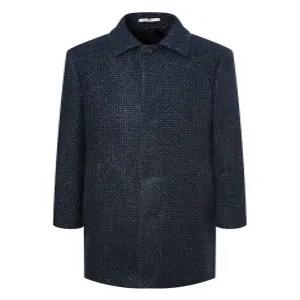 닥스 남성 24FW 네이비 체크 캐시미어 100% 하프코트 DMCO4D081N2