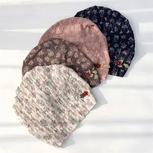 여성용 꽃자수 두건 비니 엄마용 셔링모자