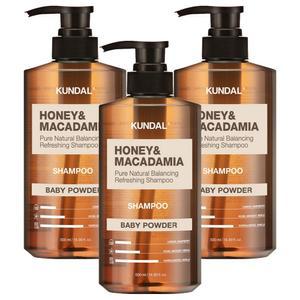 쿤달 허니 헤어 세정 삼푸 앤 마카다미아 네이처 샴푸 베이비파우더향 500ml 3개
