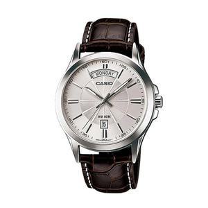 [카시오] MTP-1381L-7A 남성 라운드 아날로그 가죽 손목 시계