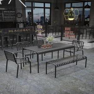 블랙철제테이블 야외의자세트 야외용 펜션 옥외 테이블 카페테라스