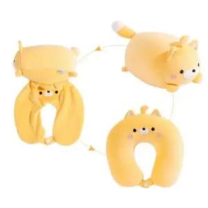 목베개 여행용 기내 비행기 휴대용 쿠션 인형 고양이 (WFHH40S)