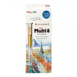 펜텔 아트 멀티8 (8색상 + 12색 리필 + 심연기) 세트 색연필 필기구 샤프 문구 다기능 멀티펜