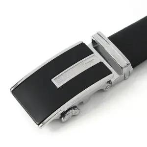 남자허리띠 소가죽 자동버클 실버블랙 벨트 (WFGLJ0I)