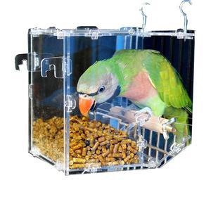 앵무새밥통 새모이통 아크릴 앵무새장 및 심플 소형싱글