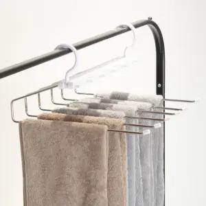 국산 6단 접이식 스틸 바지걸이 여행용 접이식 옷걸이 스카프 걸이