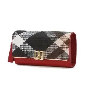 닥스 액세서리 25FW [TARTAN CHECK] 레드 체크 DD로고 가죽 반지갑 DCWA5F362R2