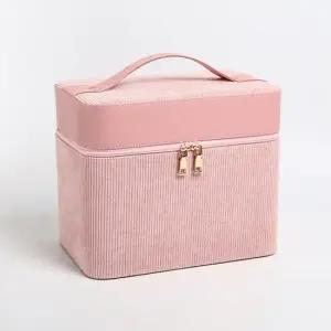 화장품정리함 코듀로이 3단 메이크업가방 휴대용 메이크업박스 화장품박스 메이크업가방