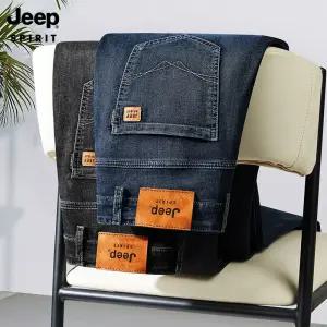 JEEP SPIRIT 2025년 가을 겨울 신상품 남성 두꺼워 편안한 캐주얼 청바지