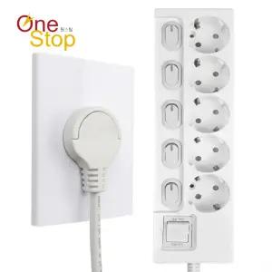 윈스탑 제로갭 국산 슬림 납작 멀티탭 5구 16A 고출력 개별스위치 멀티콘센트 1m,1.5m,3m,5m 화이트