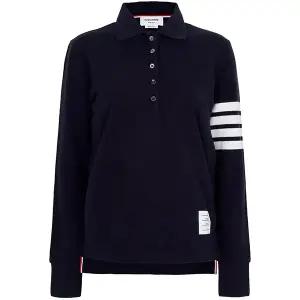 톰브라운 25FW 네이비 사선 폴로 긴팔 티셔츠 FJP053G 07976 415