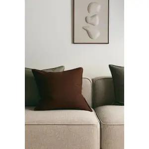 HM 브랜드관 리넨 블렌드 쿠션 커버 다크 브라운 1206977012