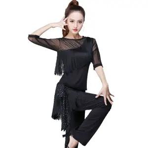 라인댄스복 티 바지 벨리 댄스복 여성 에어로빅복 세트 랩스커트