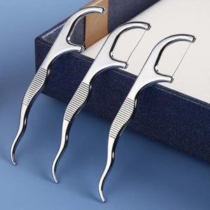 구강 위생 브러싱 가벼운 치아 청소 사용하기 쉬운 치실 사용 홀더 스테인레스 스틸 스틱