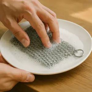 [1+1] 촘촘 스텐수세미 304 그물체인 반영구 링수세미 (총 2P)