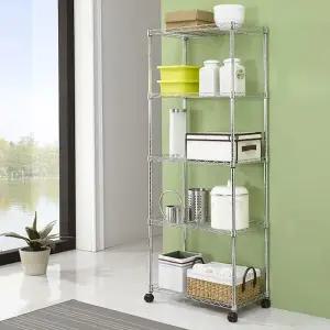 [굿야드] 메탈선반 600 5단 바퀴달린수납장 선반 이동식 트롤리