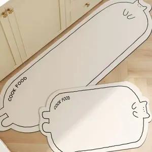 고양이 주방 매트 고양이발 극세사 북유럽풍 규조토 주방 매트 흡수력 좋은 프루프 흡착 오일 깔개 신혼