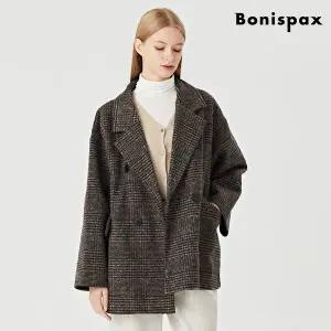 [보니스팍스]빅카라 체크 더블 버튼 긴팔 하프 코트 (XO3JH004L0)