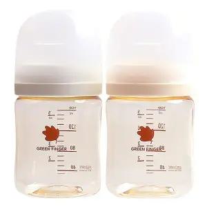그린핑거 베베그로우 PPSU 노꼭지 젖병(2P)160ml 크림민트/ 더블하트 꼭지 호환