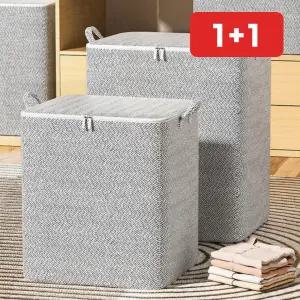 대용량 빨래바구니 뚜껑있는 접이식 패브릭 세탁실 옷정리함 리빙박스  1+1