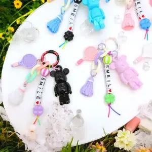 대용량 곰돌이 스포티 이니셜 키링 30세트 만들기 키트 비즈 공예 DIY 재료 열쇠고리 부자재