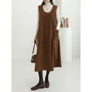 [시크루즈]탤즈 코듀로이 포켓 조끼 롱 원피스 BDOP134_P409690805