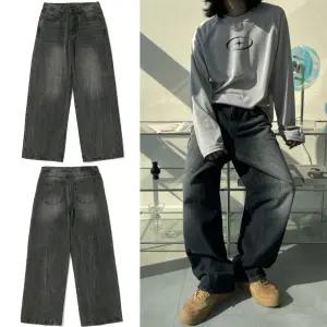 인터크루 빈티지 시와 워싱 흑청 와이드 데님 팬츠 ITZ3EL04A