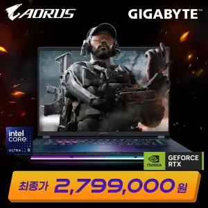 특가279만 기가바이트 어로스 마스터 16 BXH 인텔 울트라9 RTX5070Ti 240Hz OLED DCI-P3 100% 500nits