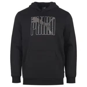 푸마 남성 에센셜 로고 기모 후드 긴팔 티셔츠 675924-01