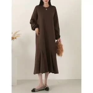 [시크루즈]람마 기모 핀턱 프릴 롱 원피스 BDOP182_P411114526