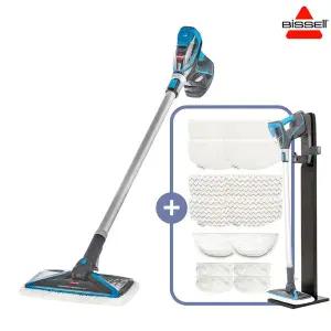 [비쎌] 슬림 스팀청소기 PERFECT 패키지 (그레이블루+정품걸레14P+거치대)