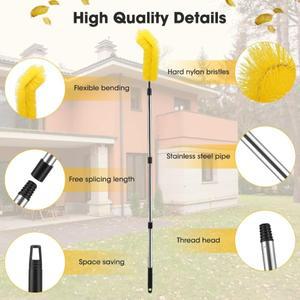 텔레스코픽 빗물받이 청소 브러시 250CM 연장형 도구, 낙엽, 잔해물, 지붕, 창문 분리형 포함