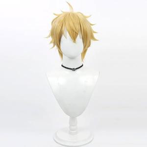 가발 코스프레 노란색 할로윈 짧은 소품 금발 머리 파티 헤어 내열성 캐릭터 무대 공연