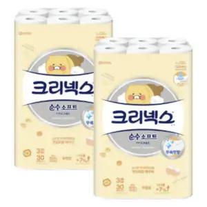 크리넥스 3겹 순수소프트 카카오프렌즈 30m 30롤 2팩
