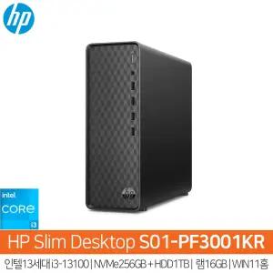 HP S01-PF3001KR 13세대i3-13100_NVMe256GB_(HDD1TB_16GB)_WIN11홈/HP컴퓨터/슬림PC/사무용PC/HH