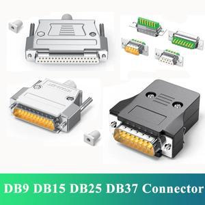 금도금 DB9 DB15 DB37 커넥터 9/15/25핀 암수 직렬 포트 헤드 쉘 산업용  RS232/485 PLC 플러그