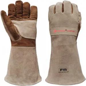 남성용 AUCHI 가죽 용접 장갑 소방용 긴 소매 방화 및 내열 벽난로 오븐 베이킹 바비큐 스토브 냄비 홀더