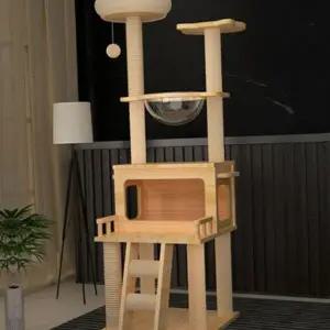 6단 캣 타워 반려동물 튼튼한 원목 고양이 캣 타워 스크래쳐 해먹 실내 전망대 하우스 활동 점프 용품 계단