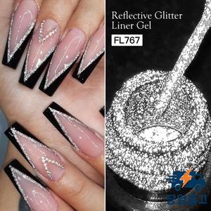 FOUR LILY 5ml 반사 글리터 라이너 네일 젤 폴란드어 골드 실버 스파클링 용품 UV/LED 바니시 페인팅