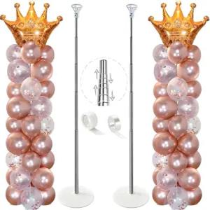 짐칼로 풍선 기둥 스탠드 키트 세트 2 7피트 높이 조절 가능한 아치 금속 망원경 생일 파티 졸업식 결혼식