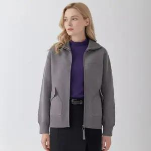 [지센] [24FW] 여성 카라 집업 니트 가디건 LCKTOA25_GR