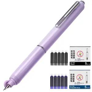 리필식 만년필 세트 0.38mm 가는 펜촉 검정 잉크 5개 파란색 잉크 5개 포함 새지 않고 필기감 학용품