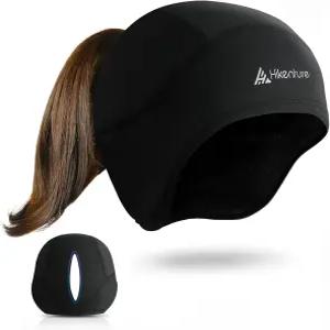 포니테일 구멍이 있는 하이켄츄어 여성용 스컬 캡 겨울 러닝 비니 모자 추운 날씨 열사이클 헬멧 라이너