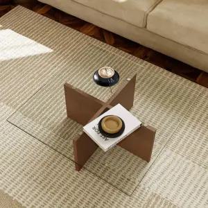 미니멀 거실테이블 강화유리 좌식 투명 우드 테이블 거실