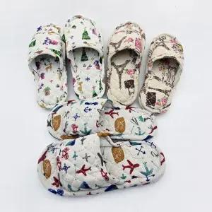 [라일리의류] Rly 쓰리몰 패턴 거실화 실내슬리퍼 면 슬리퍼 사계절