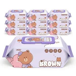 아이러브베베 라인프렌즈 드림에디션 브라운 생분해원단 77매 75g 10팩 캡형 아기물티슈