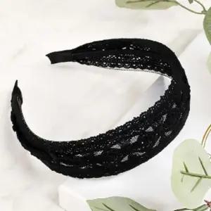 프릴 레이스 헤어밴드 블랙 여성 머리띠 소녀 청순
