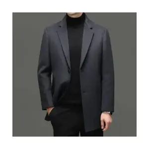 픽호샵 남자 키작남 정장 자켓 모직 코트 가을 겨울 하프기장 양면 보온 슬림핏 캐주얼 울 꾹4