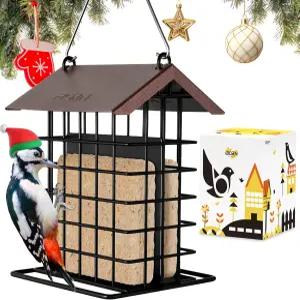 iBorn 외부 걸이형 수엣 버드 피더 다람쥐 방지 걸이 고리가 달린 야외용 먹이통 딱따구리 방수 금속 지붕