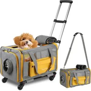 바퀴 달린 파위너 반려동물 캐리어 18인치 x 15.4인치 13인치 항공사 승인 고양이 신축성 있는 손잡이가